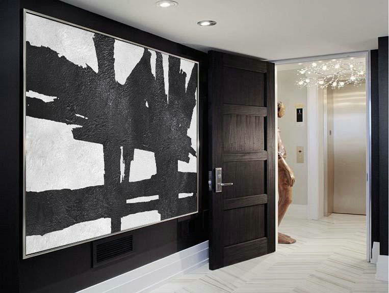 Abstract Oil Painting,Oversized Horizontal Minimal Art On Canvas - Modern Wall Decor
